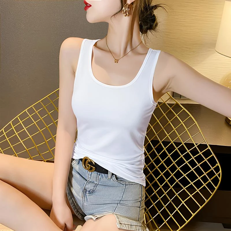 【百万专属】吊带背心女内搭春夏新款U型美背无袖打底修身纯棉上衣
