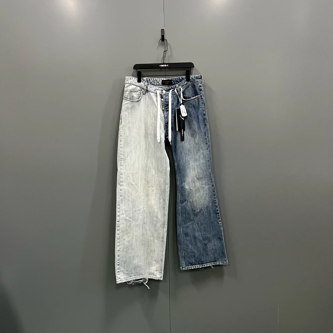 99新 Balenciaga/巴黎世家 y19 拼接不规则牛仔长裤 M码/013828