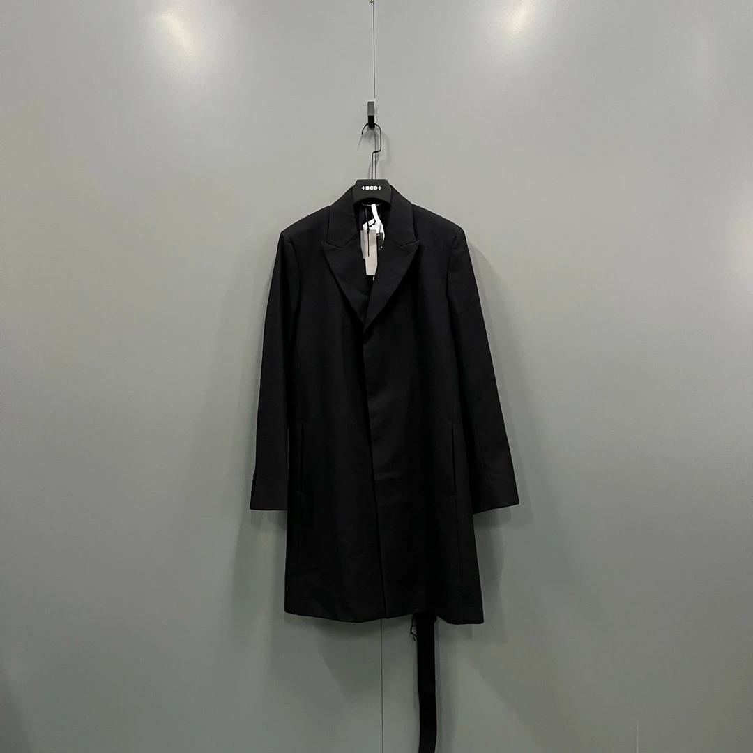 未使用 DIOR/迪奥 ab815 012993 黑色翻领腰带大衣 54码