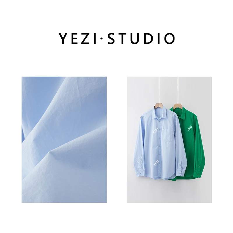 【肯豆系列】早春唤醒绿褶皱轻奢纯棉口袋衬衫25115012