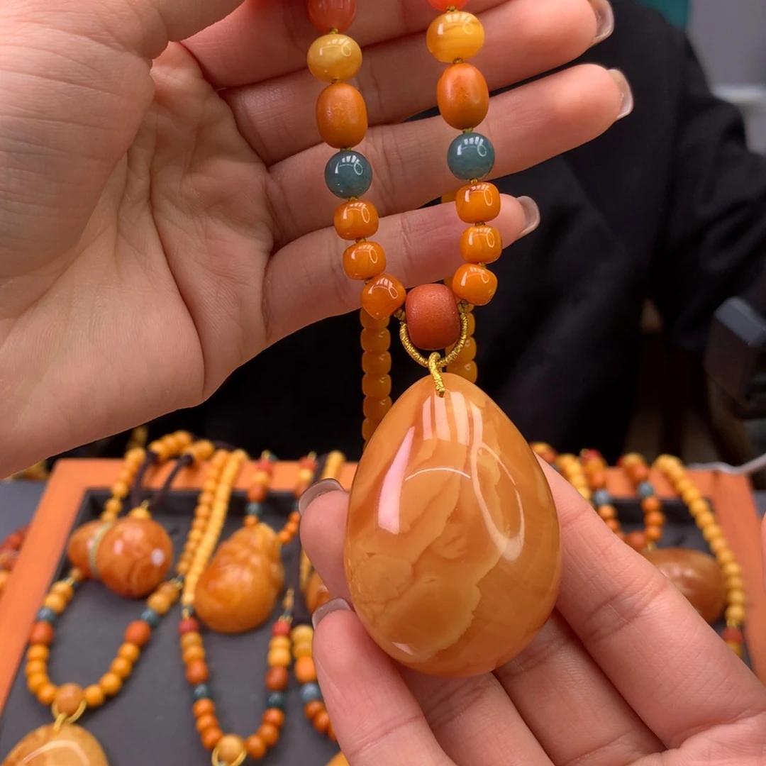 蜜蜡颈饰未镶嵌水滴