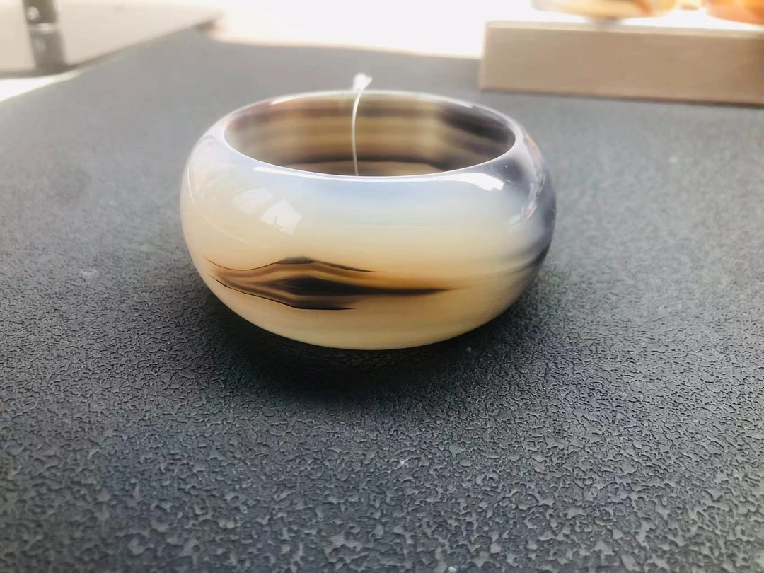 天然玛瑙手镯/水墨景镯玉髓未镶嵌