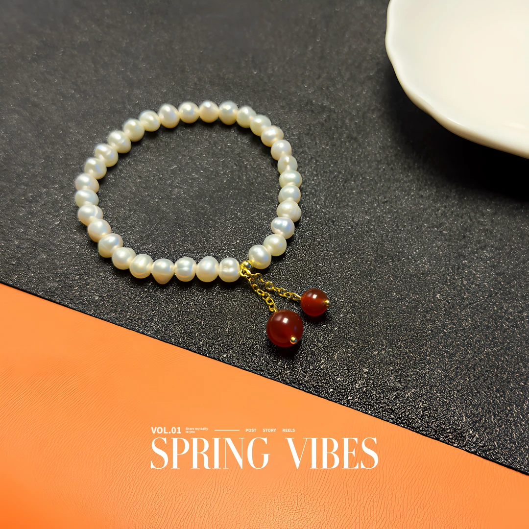 天然淡水珍珠手链- DSN设计师款复古高级全珠手链（7028）