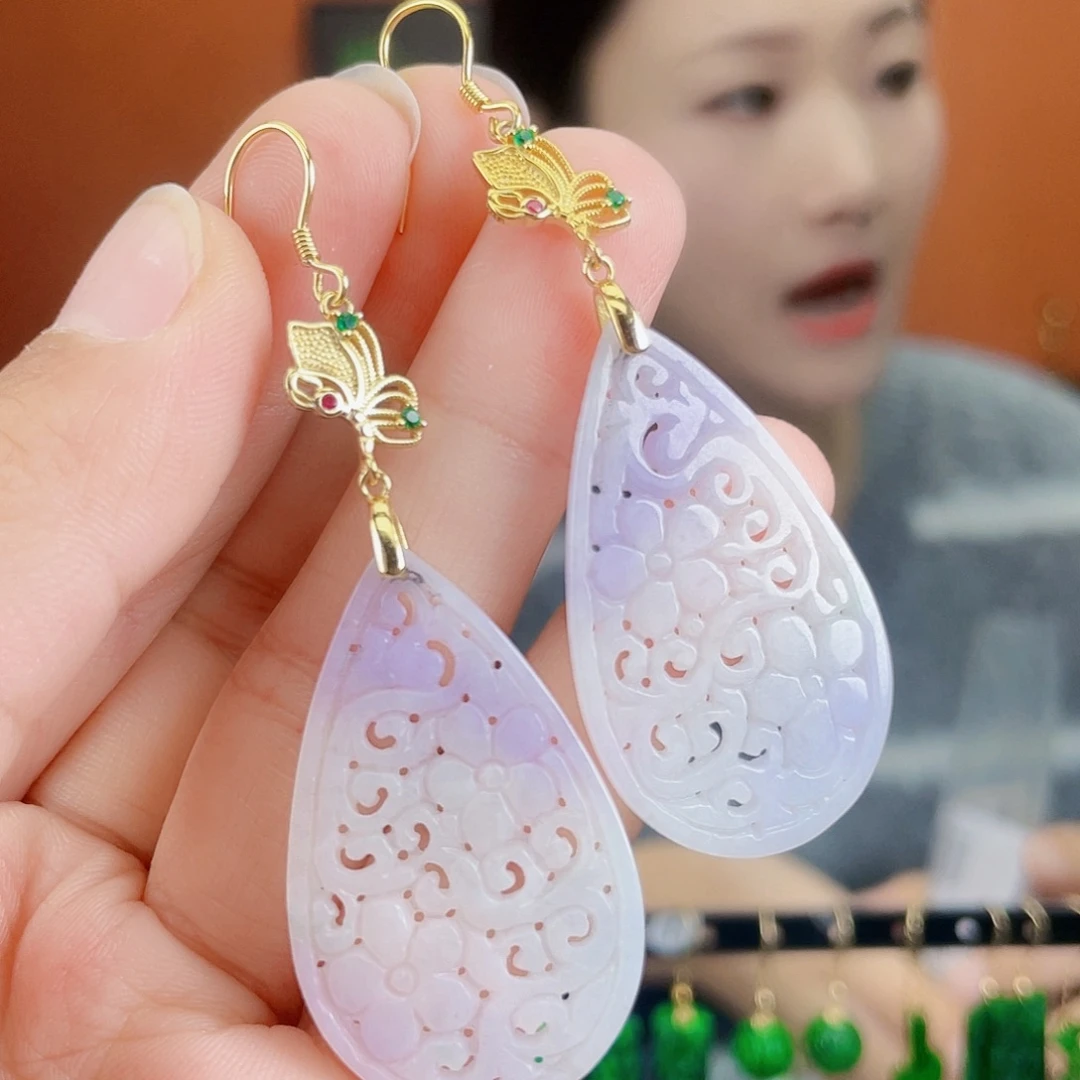 翡翠银S925镶嵌耳饰