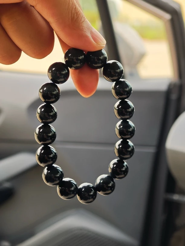 增香沉香木天然黑色水晶手串10-11mm单圈男士手链 情侣款礼物推荐