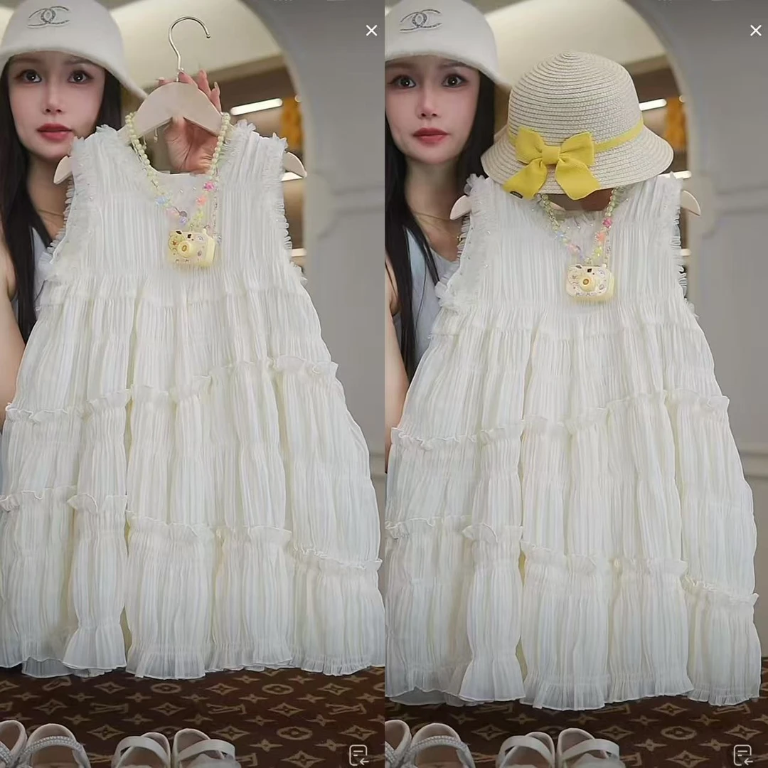 BS250248女童韩版夏季白色公主甜美连衣裙裙子蝴蝶