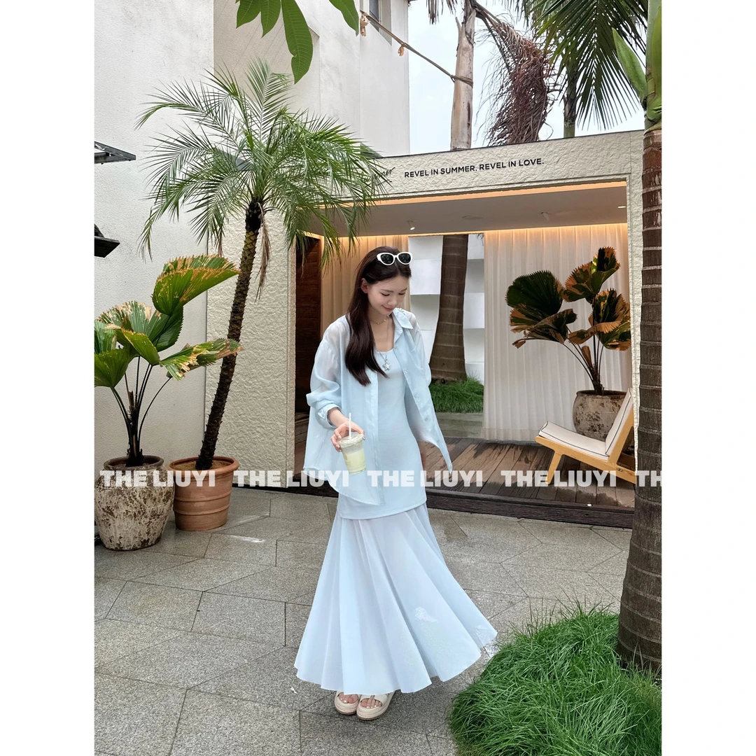 【LIUYI】薄雾衬衫~夏季显瘦轻薄透气衬衫外套56025