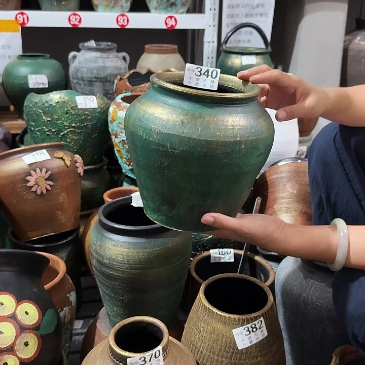 瑕疵金绿坛子340高度20口径14