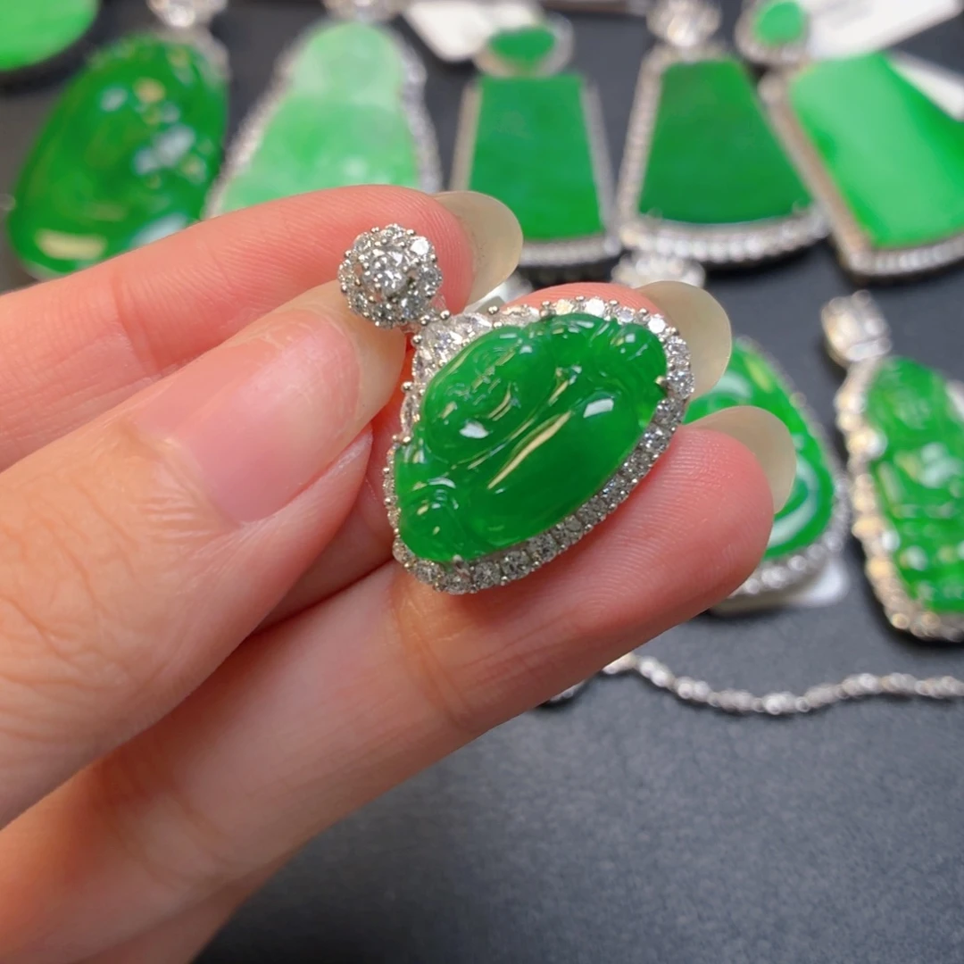 翡翠银S925镶嵌吊坠(不含链)