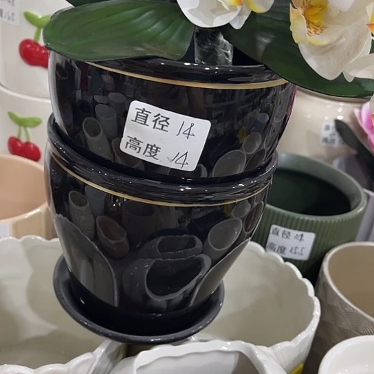 多肉绿植陶瓷花盆9.9包邮，有孔