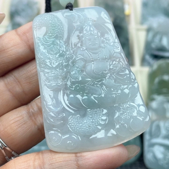 颈饰未镶嵌翡翠花***红天然翡翠黄财神