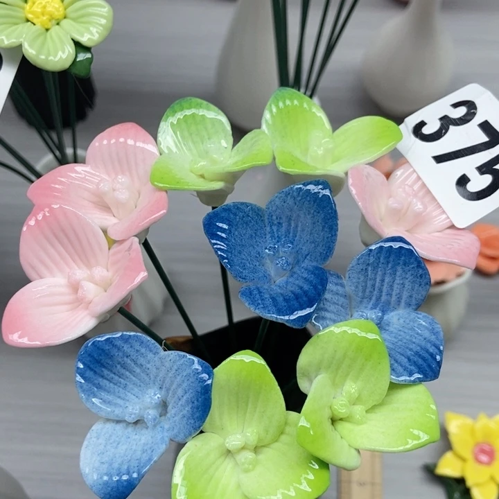 摆件手工制作陶瓷花10朵三叶草