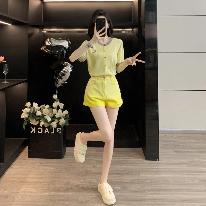 网红减龄短袖时尚小个子女装夏装套装2025新款爆款显瘦洋气两件套