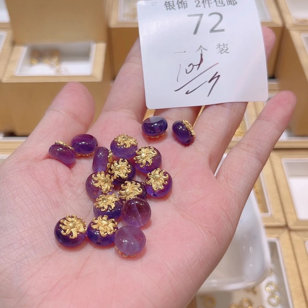 银S925镀金镶嵌水晶珠宝半成品72 。