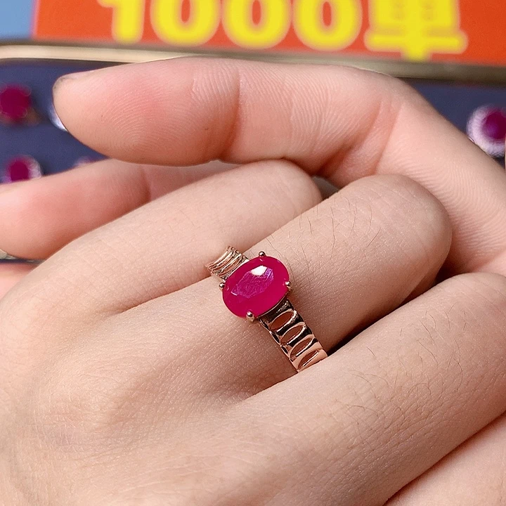 红宝石戒指银S925镶嵌