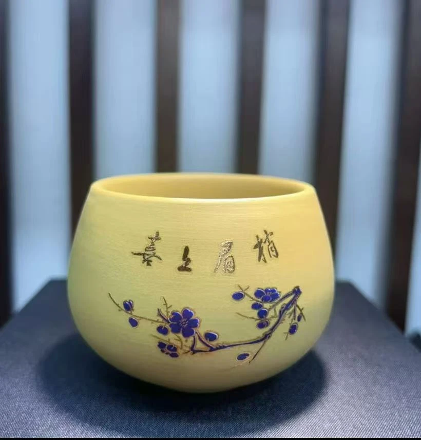 S115原矿宜兴紫砂喜上眉梢龙蛋主人杯黄金段家用紫砂杯泡茶器