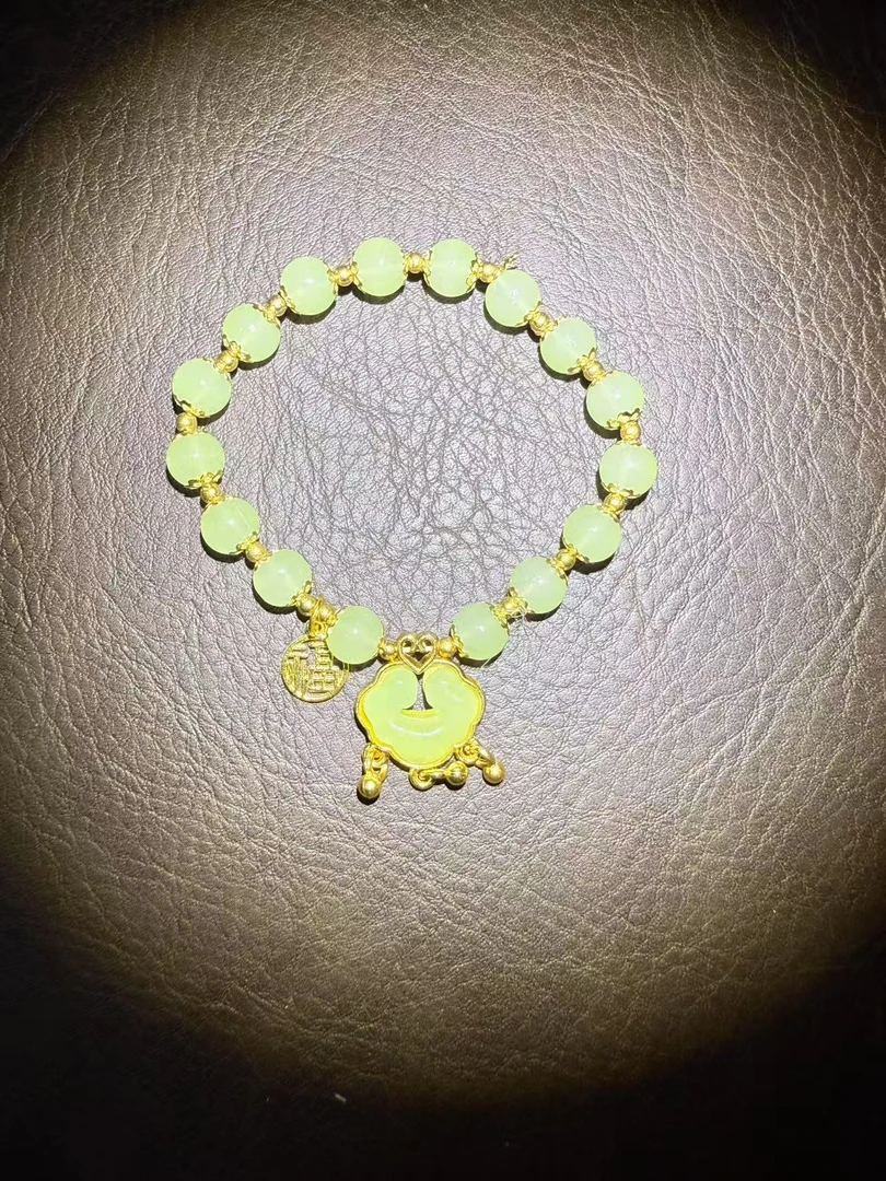 0091如意锁和田玉精品手串0091（无礼盒）