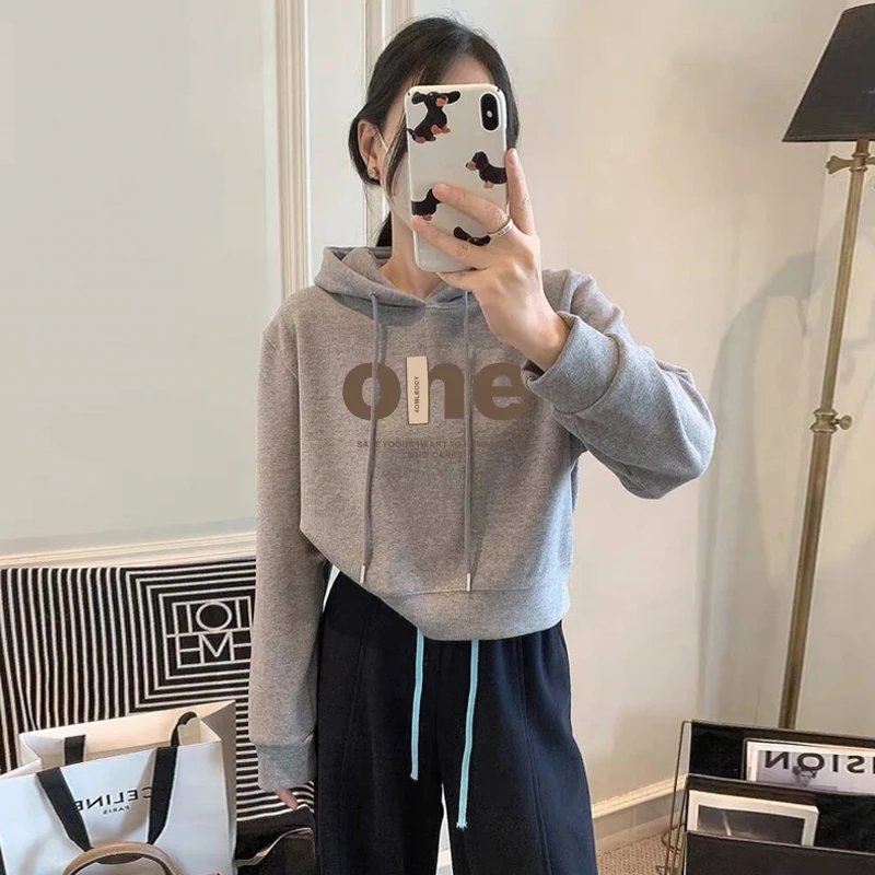 设计感小众秋冬新款2025加绒加厚套头连帽卫衣女短款宽松韩版外套