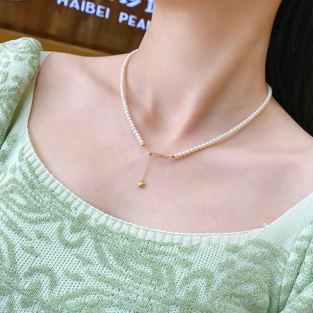 18k金天然淡水珍珠项链锁骨链时尚百搭极光设计