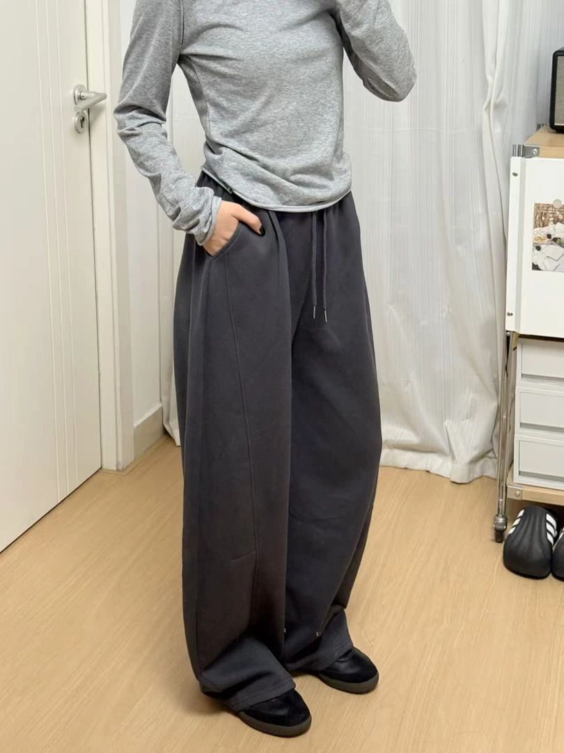【soso】弯刀阔腿裤女款2025新款慵懒镰刀秋冬休闲香蕉运动裤