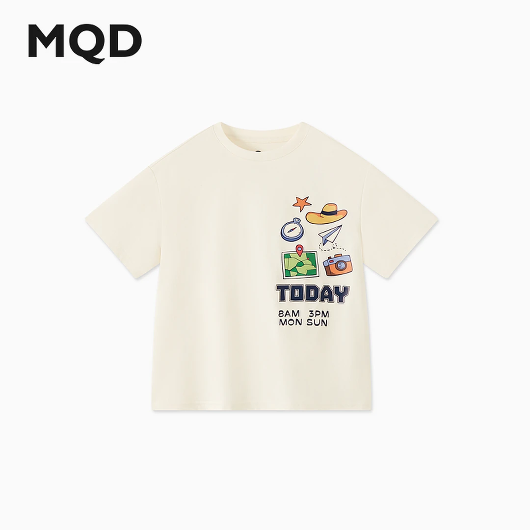 MQD童装儿童24夏新款户外露营潮酷卡通短袖T恤9642W03U7