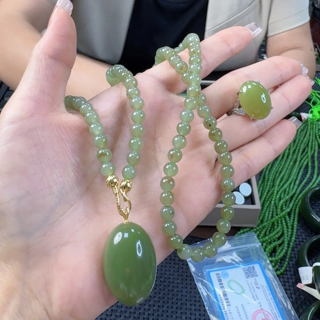 和田玉合金颈饰套装