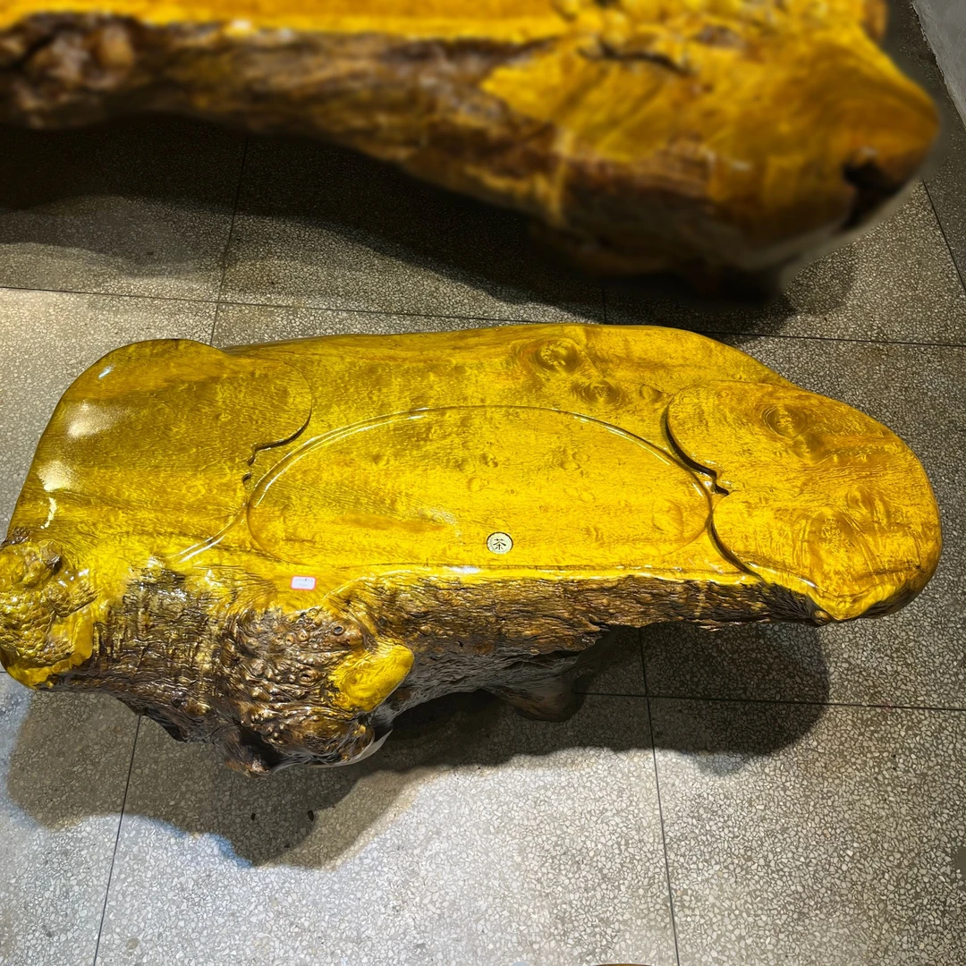 150-85-76 金蟾进宝 黄金樟根雕实木茶桌 黄金樟茶台茶海茶几缅甸
