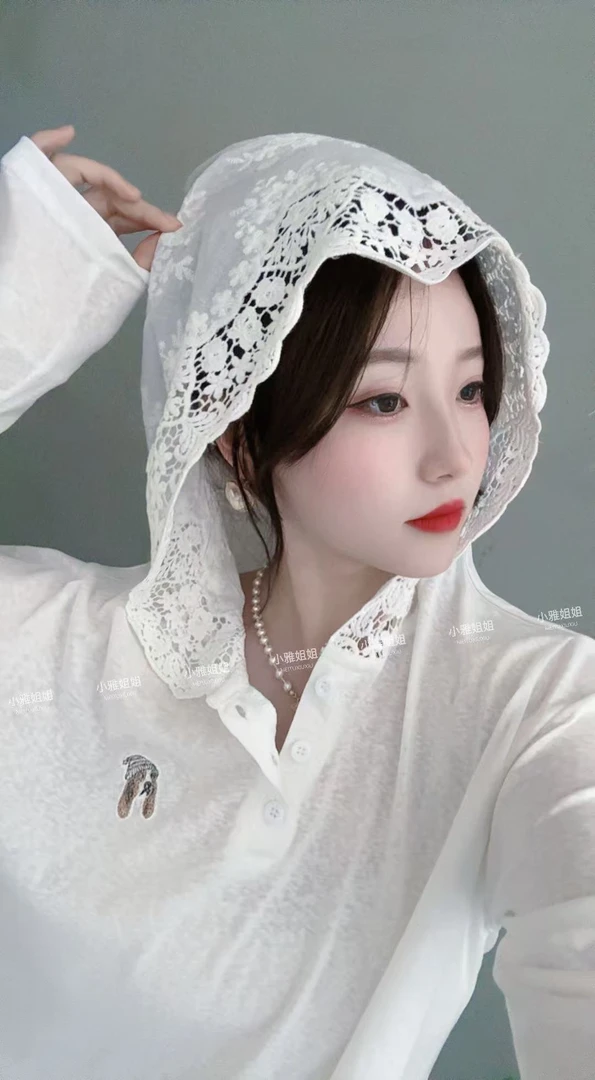 小雅姐姐 长耳狗花边连帽长袖防晒衣HO08