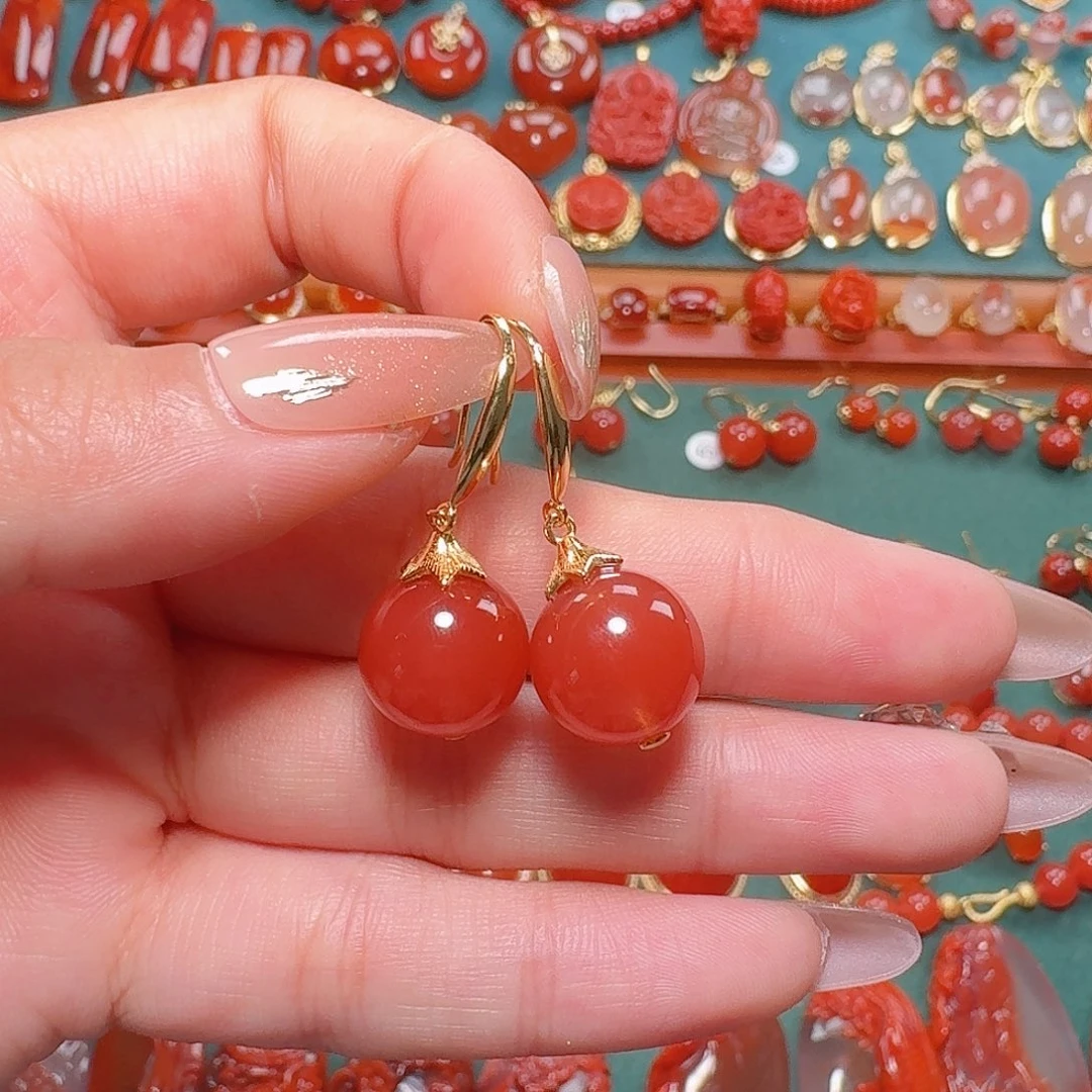 南红玛瑙银S925镶嵌12+