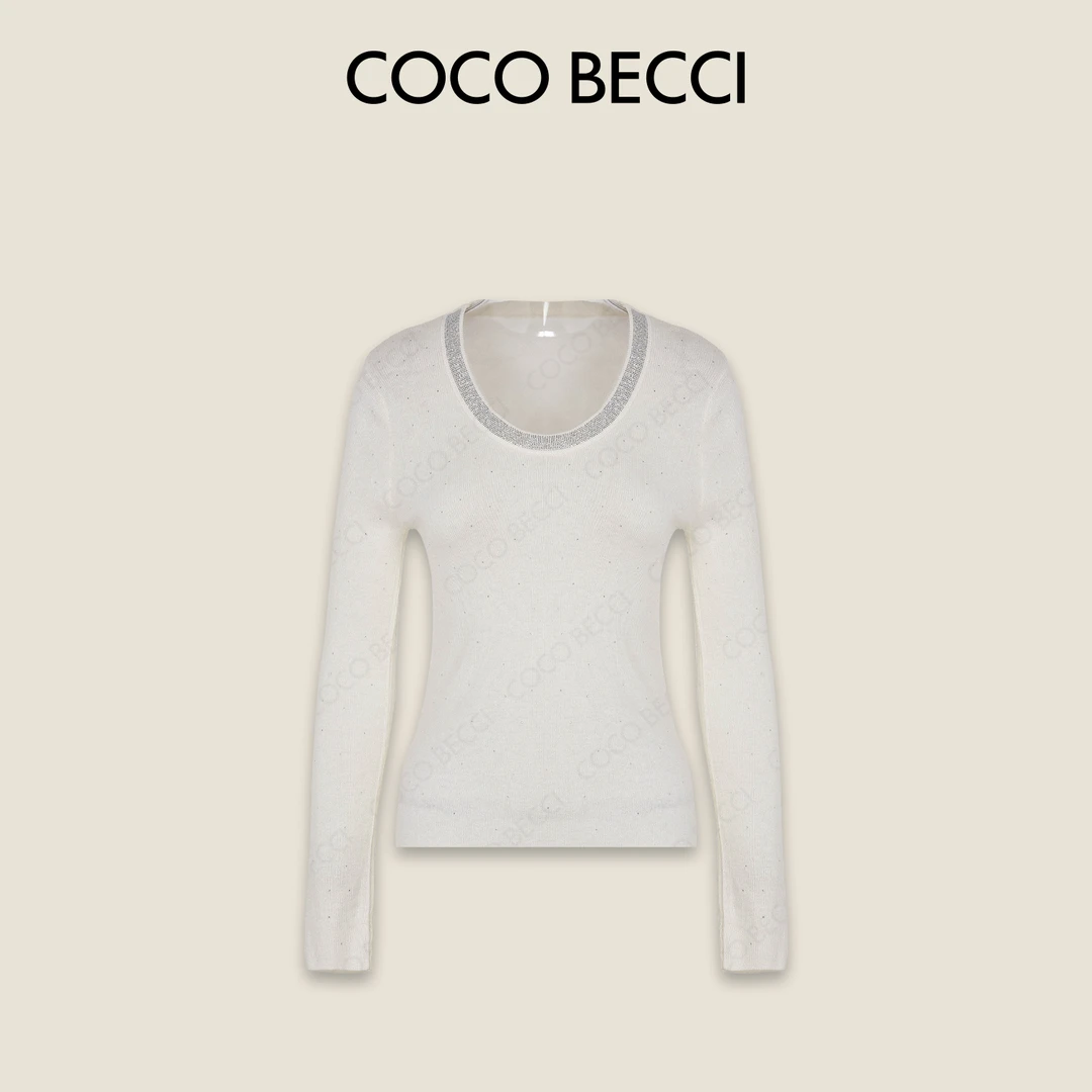 COCO BECCI【亮晶晶打底】绵羊毛轻奢高级感修身针织衫CFLJC331161