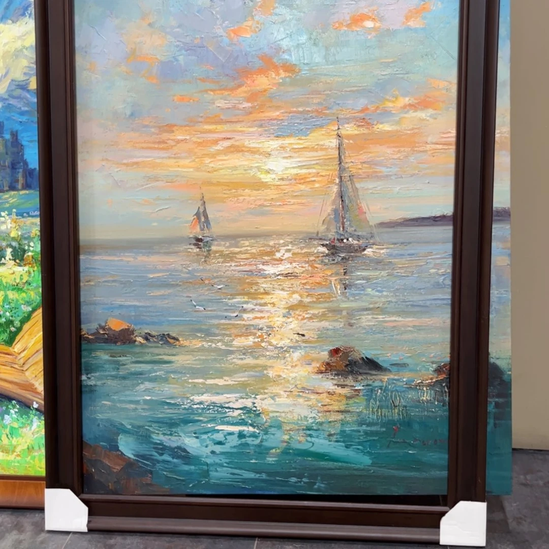 普***我油画海景纯手绘油画带实木框