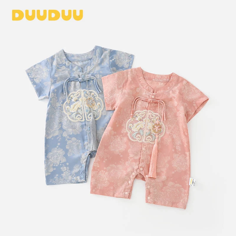 G贝嘉乐【高定款】2025夏季新款新中式国风宝宝短袖连体衣爬服哈衣1