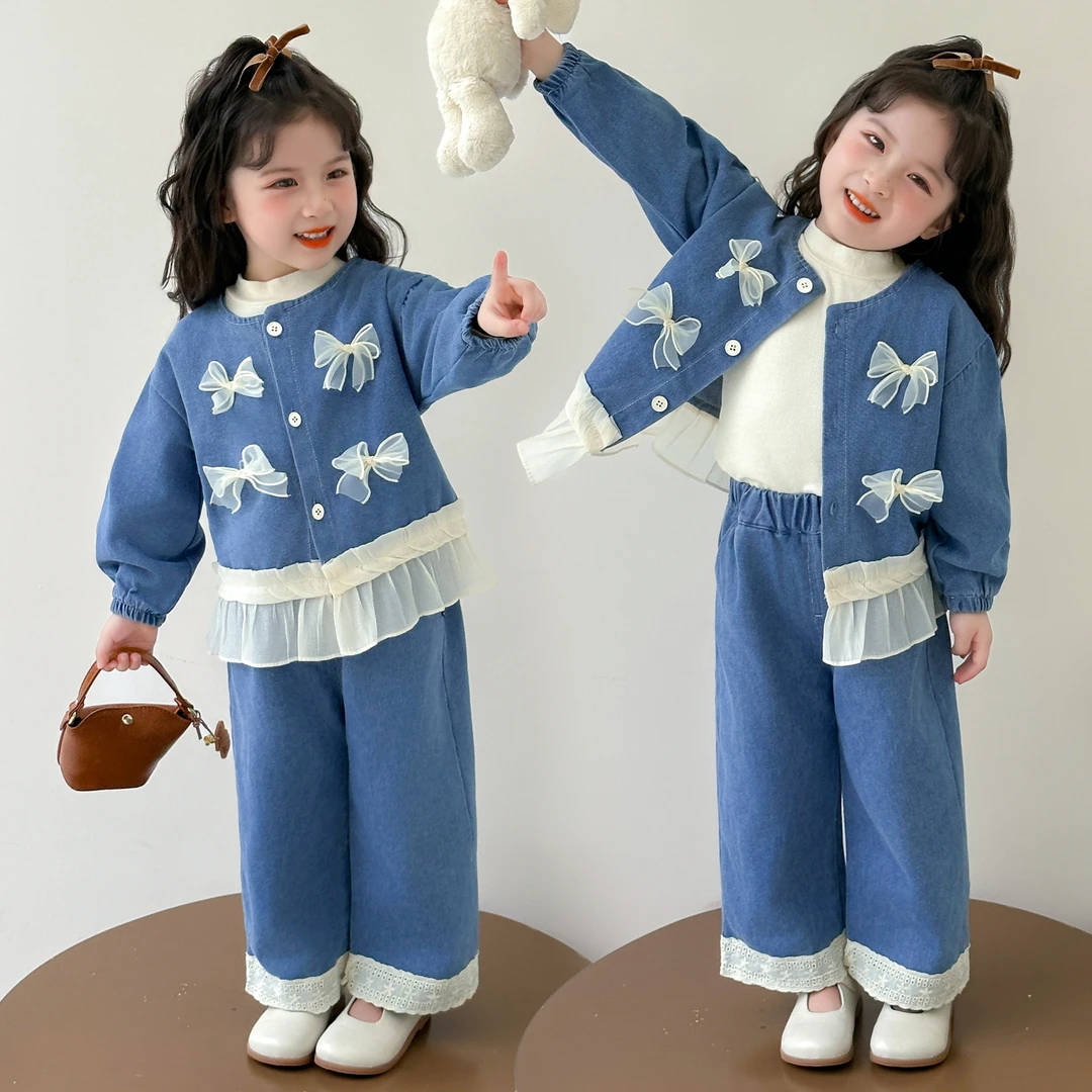 儿童女秋装套装2025新款女童韩版牛仔外套两件套女宝春秋装洋气潮