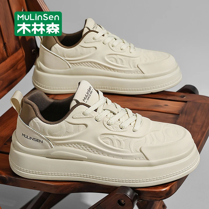 木林森正品男鞋2025秋季新款网红爆款时尚厚底增高运动休闲板鞋男
