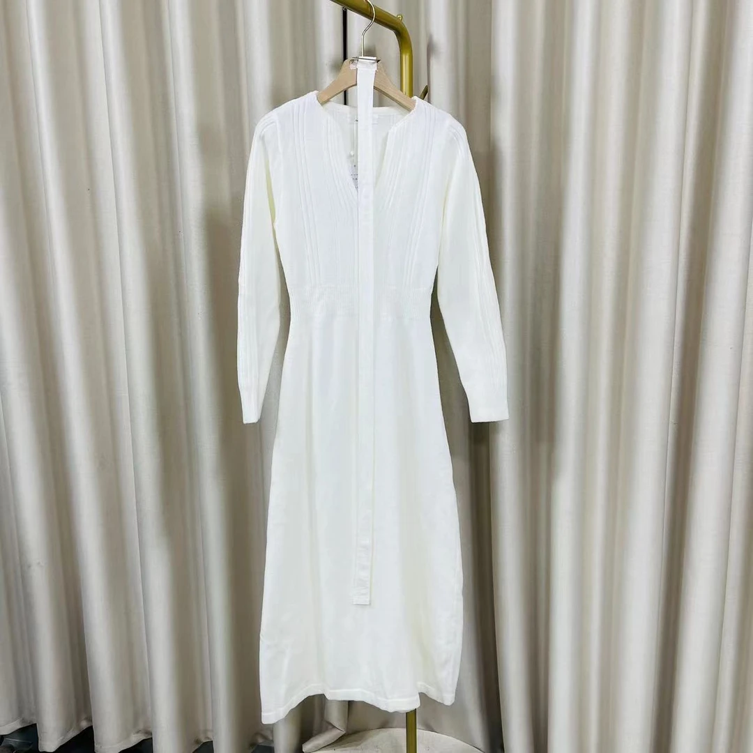 Z125秋冬长袖修身毛衣裙显瘦新中式优雅气质针织长款连衣裙