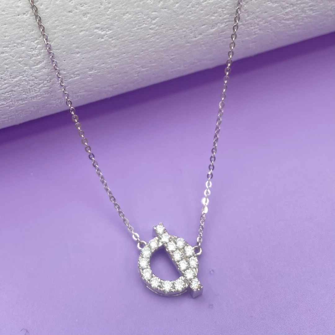 铂金pt950小Q套链时尚经典百搭简约气质轻奢甜美小众可调节满钻