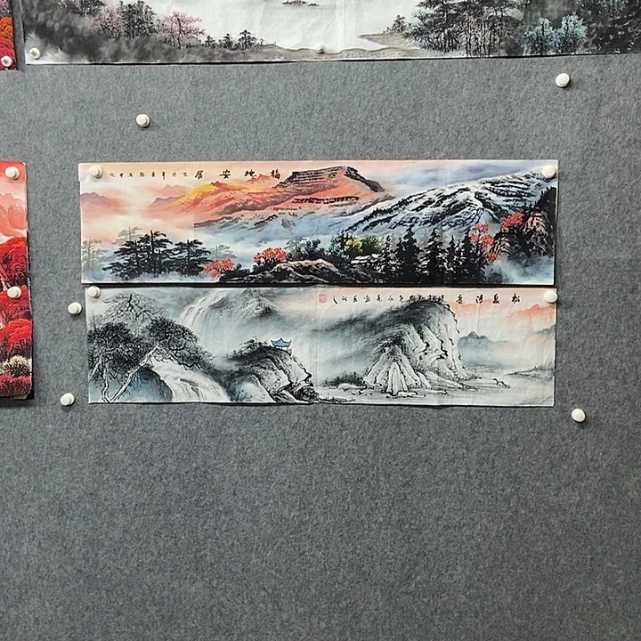 字***藏国画四尺对开两幅山水