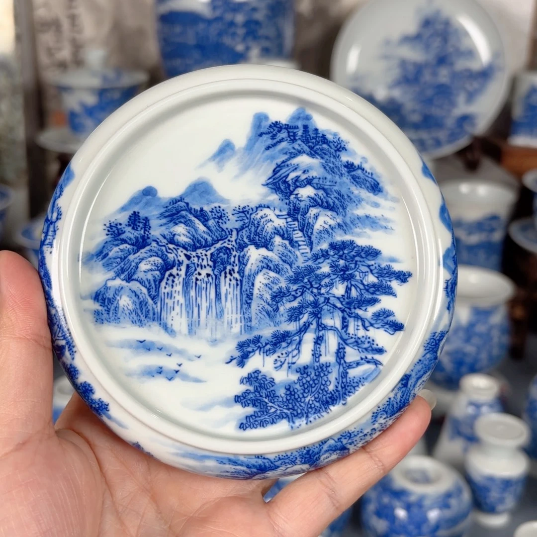 阿***郎青花瓷器手绘作品陶瓷盖置