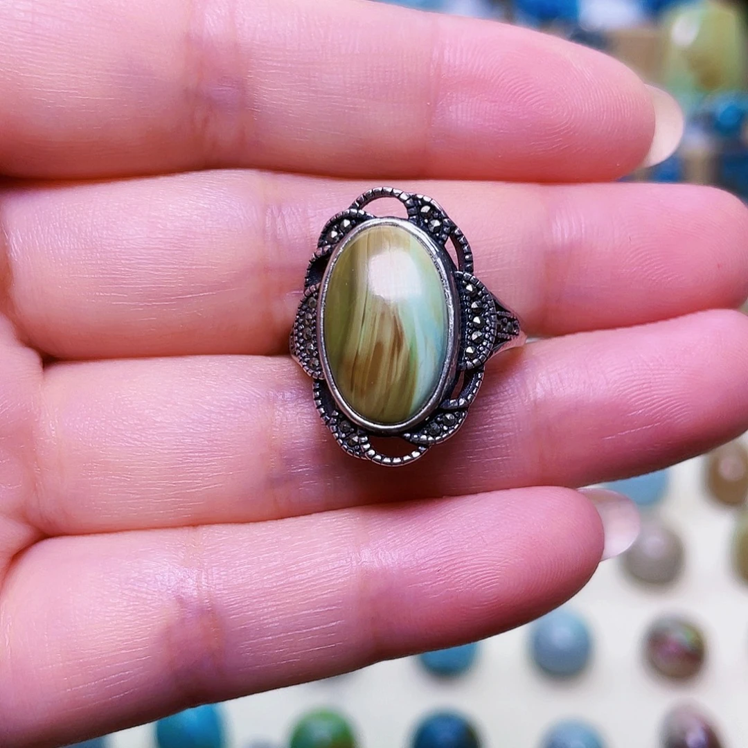 银S925镶嵌绿松石珠宝奇石