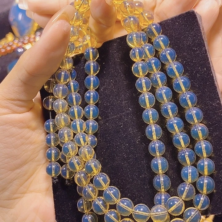 蓝珀未镶嵌珠宝奇石墨西哥蓝珀佛珠7