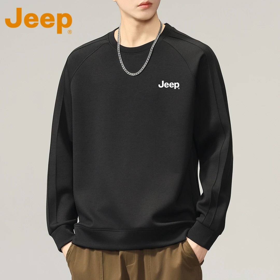 JEEP吉普圆领男士长袖卫衣潮流冬季百搭打底上衣服男装休闲体恤男