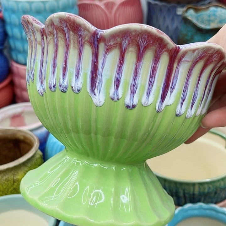 多肉绿植陶瓷花盆9.9包邮，有孔