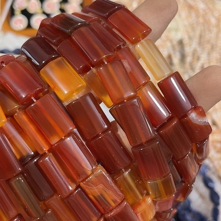 玛瑙/玉髓合金珠宝半成品一条红玛瑙长方形