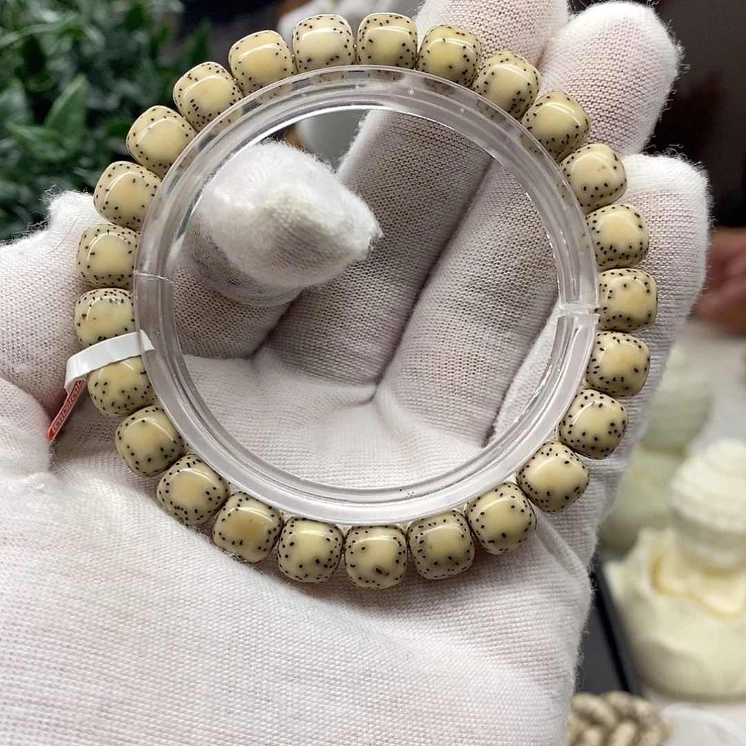 星月菩提手串9/8精品骨瓷白半壁双留白小细星