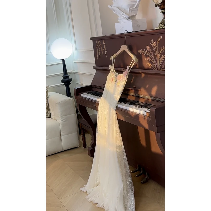 复古法式吊带连衣裙海边度假连衣裙长裙夏季-W055