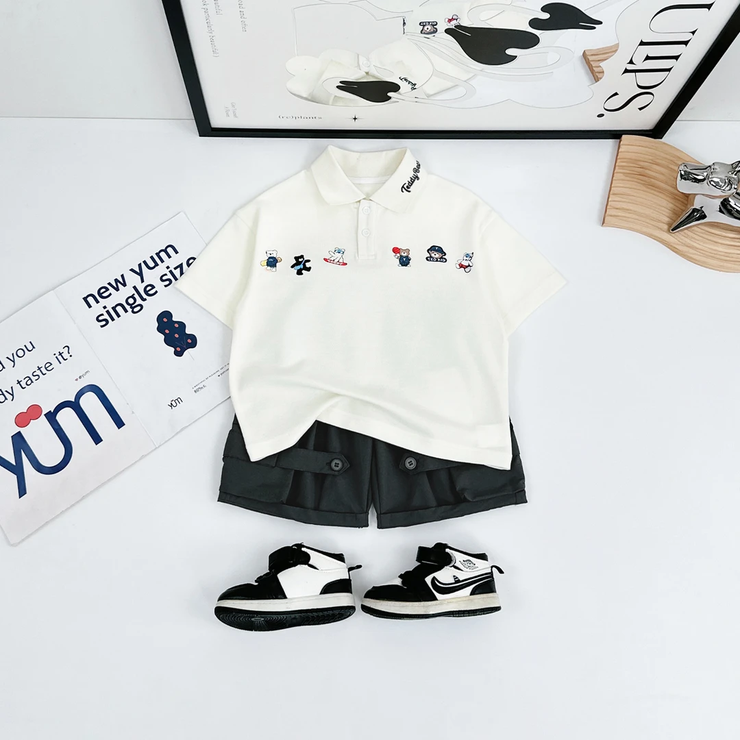 儿童夏装短袖POLO衫T恤薄款2025新款 WG28241 悠悠童话联名泰迪熊