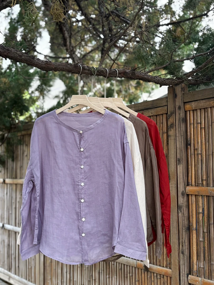 苎麻小衫长袖百搭防晒单穿