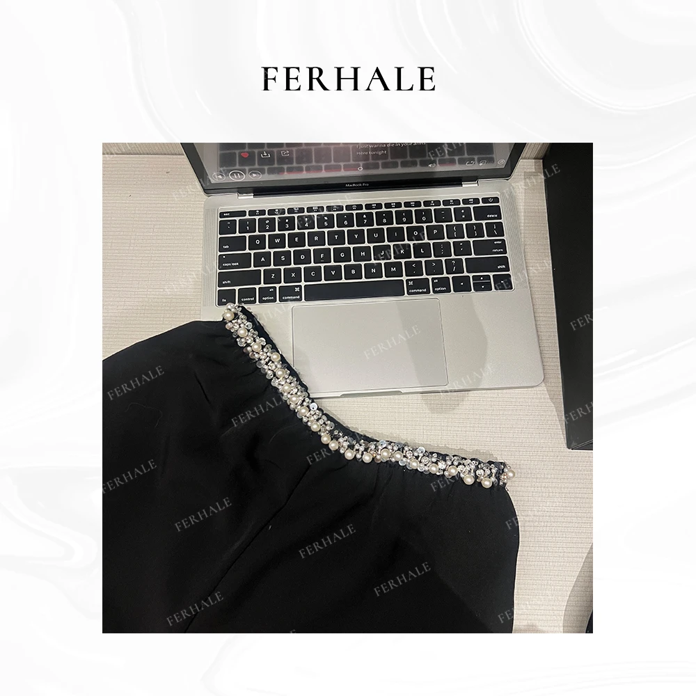 FERHALE高定系列 原创设计师款 无腰头小香风质感黑色显瘦百搭裤