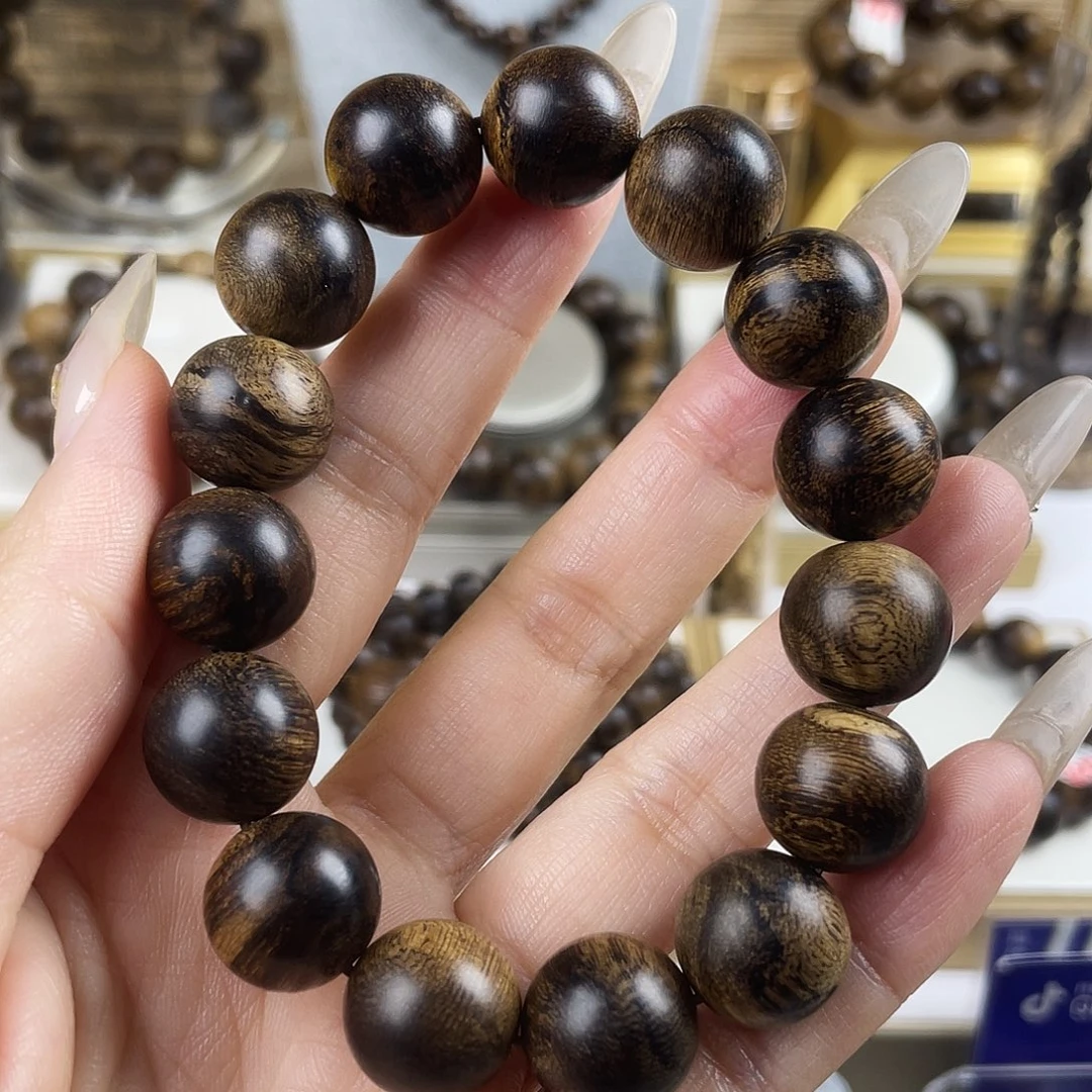 手串沉香越南芽庄老白天窖藏古董玉化瘤疤虎斑1.4