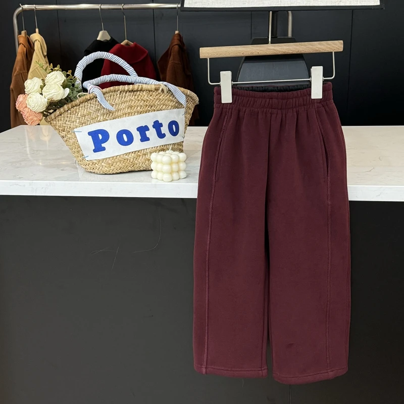 【现货】Leomama女童裤子秋冬加绒休闲裤儿童时尚加厚阔腿裤长裤